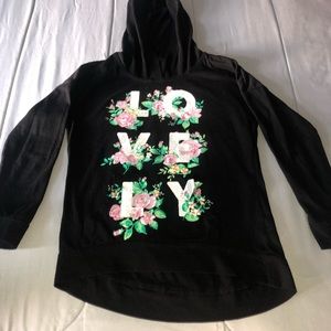Black Lovely print floral hoodie